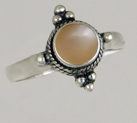 Sterling Silver Gemstone Ring With Peach Moonstone Size 6